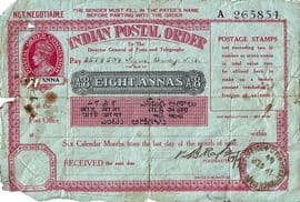8 Annas (Postal Order) 1944 front