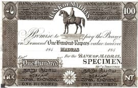 100 Rupees (Bank of Madras) ND (1843-1861) front