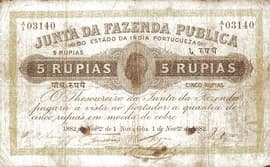 5 Rupias 1882 front