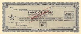 100 Rupees - Specimen Travellers Cheque - Bank of India ND front