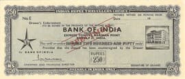 250 Rupees - Specimen Travelers Cheque - Bank of India ND front
