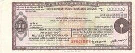 1000 Rupees - Specimen Travellers Cheque State Bank of India (Calcutta) 1979 front