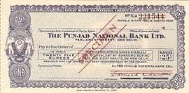 25 - Rupees Specimen Travellers Cheque - Punjab National Bank ND front