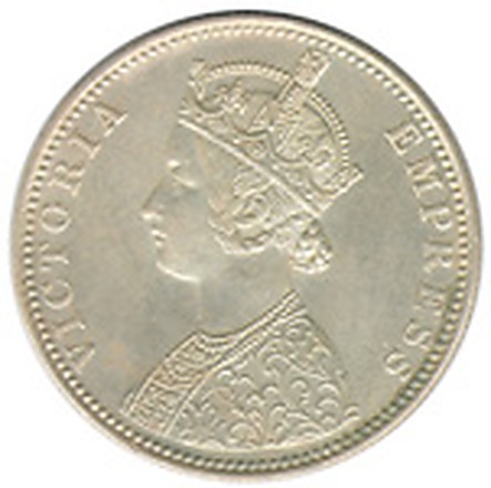 One Rupee (Queen Victoria Empress) obverse
