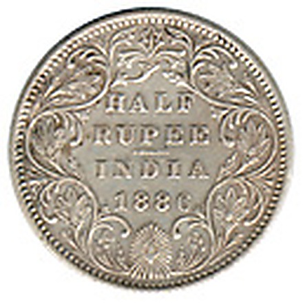 Half Rupee (Queen Victoria Empress) reverse