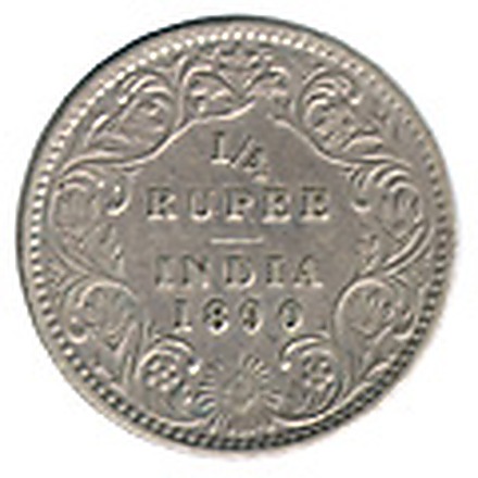 One Fourth Rupee (Queen Victoria Empress) reverse
