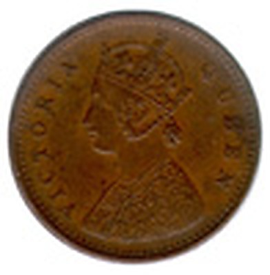One Twelfth Anna (Queen Victoria, Mature Bust) obverse