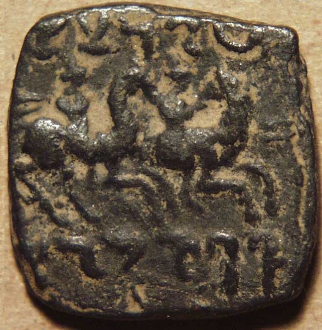 Indo-Greek: Eucratides I, AE double (Nike reverse) - Copper reverse