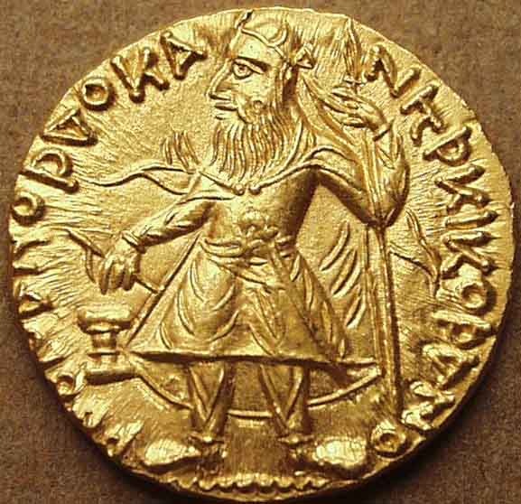 Kanishka I AE tetradrachm/unit, Athsho - Copper obverse