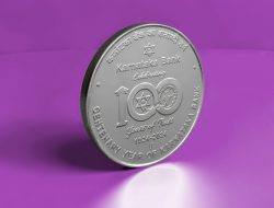 India Commemorative Karnataka Bank Celebrating 100 Years of Trust | Rs. 100 Proof Coin reverse