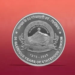 India Commemorative 50 GLORIOUS YEARS OF STATEHOOD-SIKKIM obverse