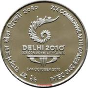 100 Rupees - Xix Commonwealth Games Delhi 2010, Silver Coin reverse
