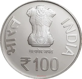 100 Rupees - Dr. M.G.Ramachandran, Silver Coin obverse