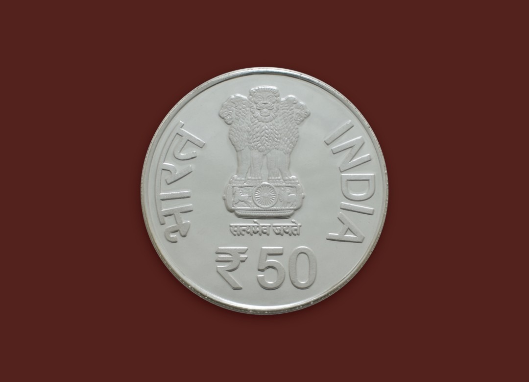 50 Years of NHPC Limited, ₹50 Silver Proof Coin obverse