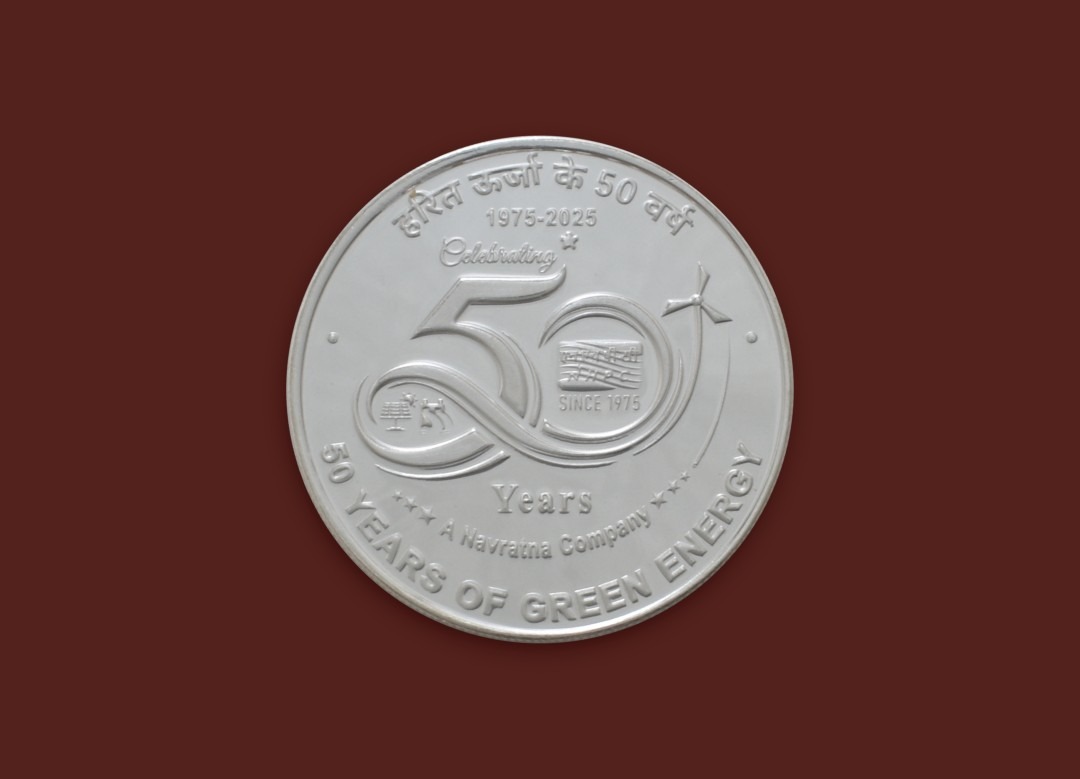 50 Years of NHPC Limited, ₹50 Silver Proof Coin reverse