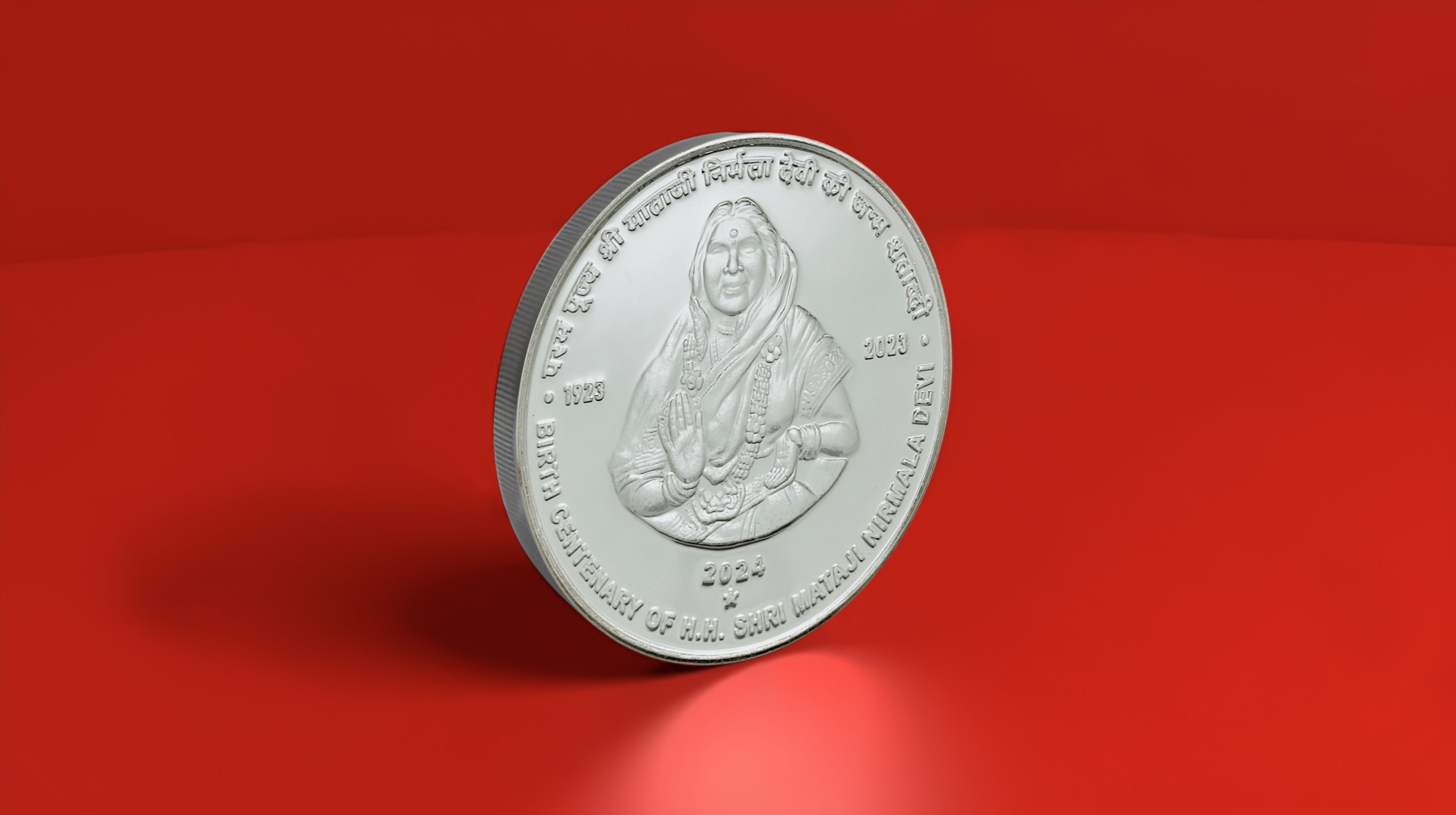 100 Rupees - Shri Mataji Nirmala Devi, Silver Coin thumbnail 3
