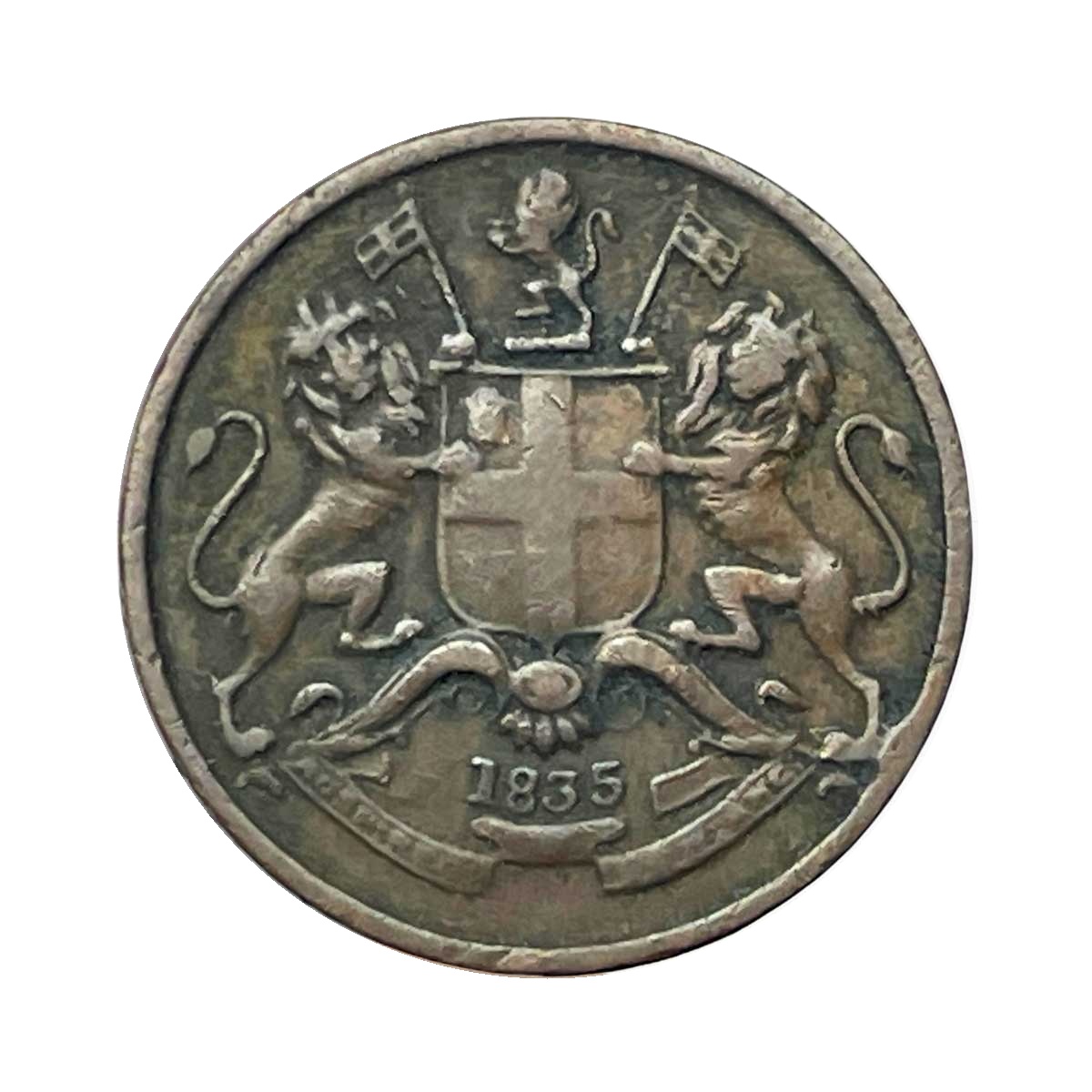 1/12 Anna East India Company 1835 Madras Mint Copper Coin, British India Uniform Coinage, Collectible.