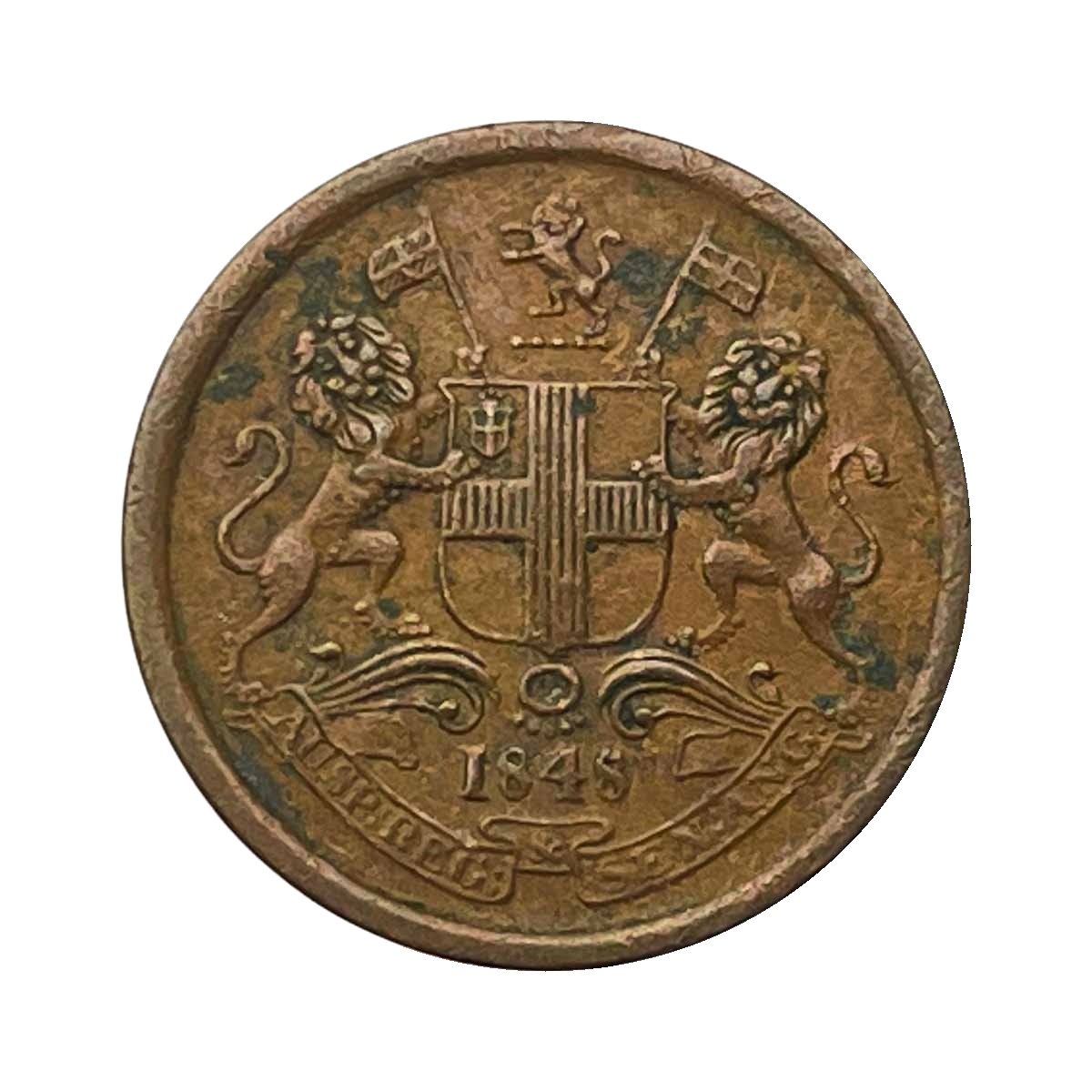 1/12 Anna East India Company 1848 Copper Coin, British India Uniform Coinage, Collectible.