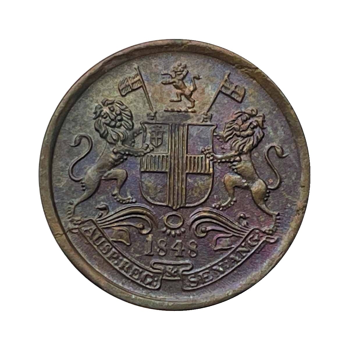1/12 Anna East India Company 1848 Copper Coin, British India Uniform Coinage, UNC.