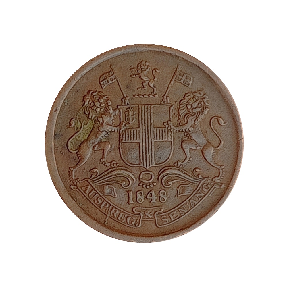 1/12 Anna East India Company 1848 Copper Coin, British India Uniform Coinage, XF.