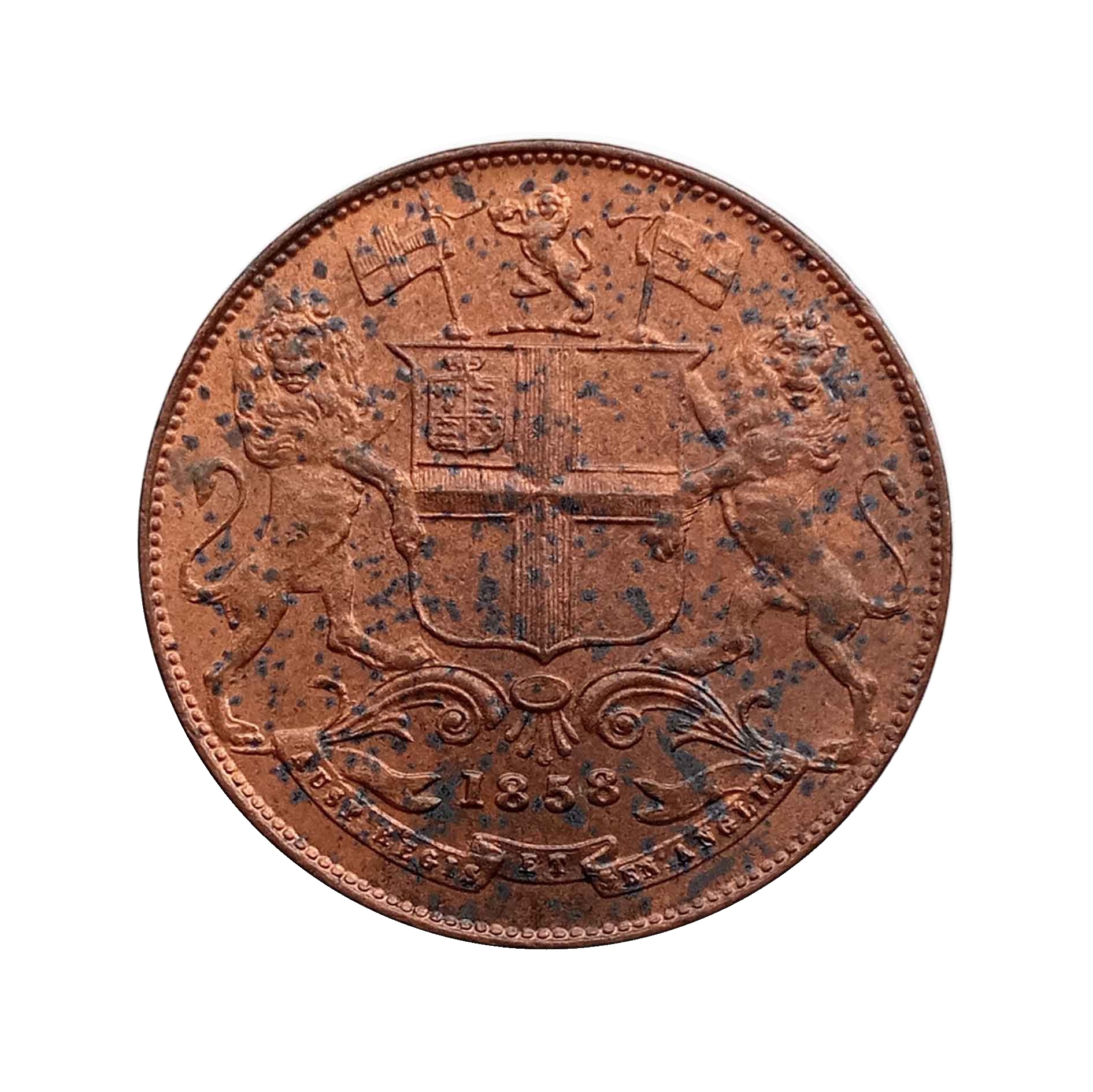 Quarter Anna East India Company 1858 Copper Coin, British India Uniform Coinage, UNC