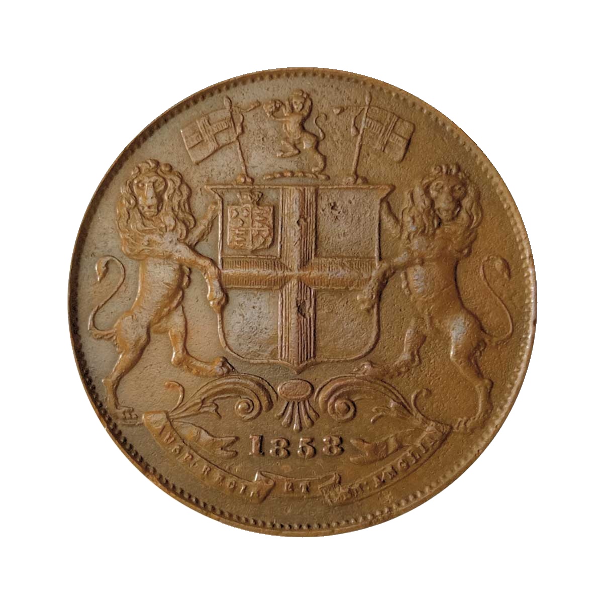 Quarter Anna East India Company 1858 Copper Coin, British India Uniform Coinage, Collectible.