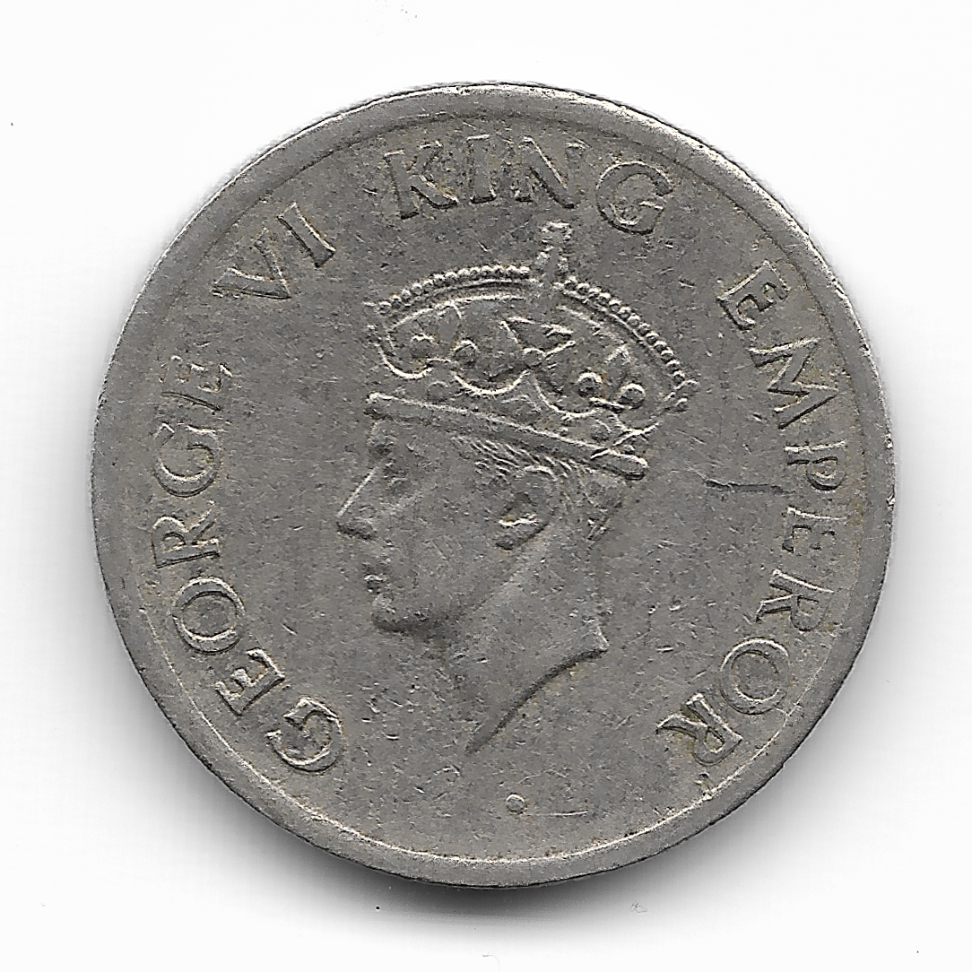 Quarter Rupee (George VI), Silver Coin obverse