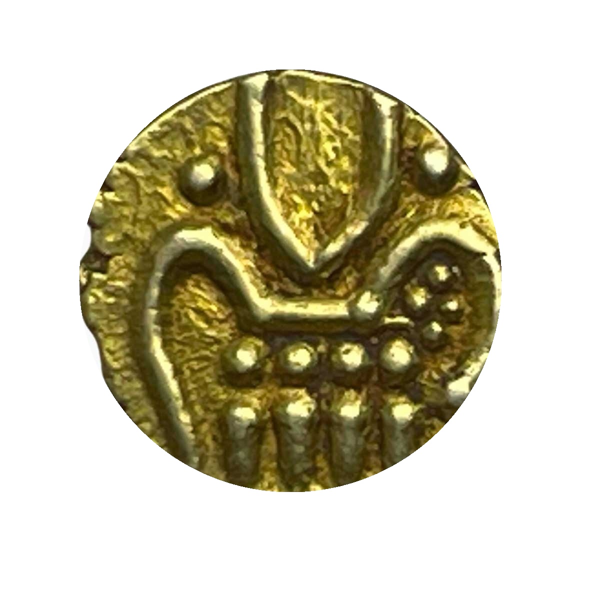 Gold Vira Raya Fanam (Cochi Fanam) 0.38 grams Gold Coin, Princely State of Cochin, XF. thumbnail 2