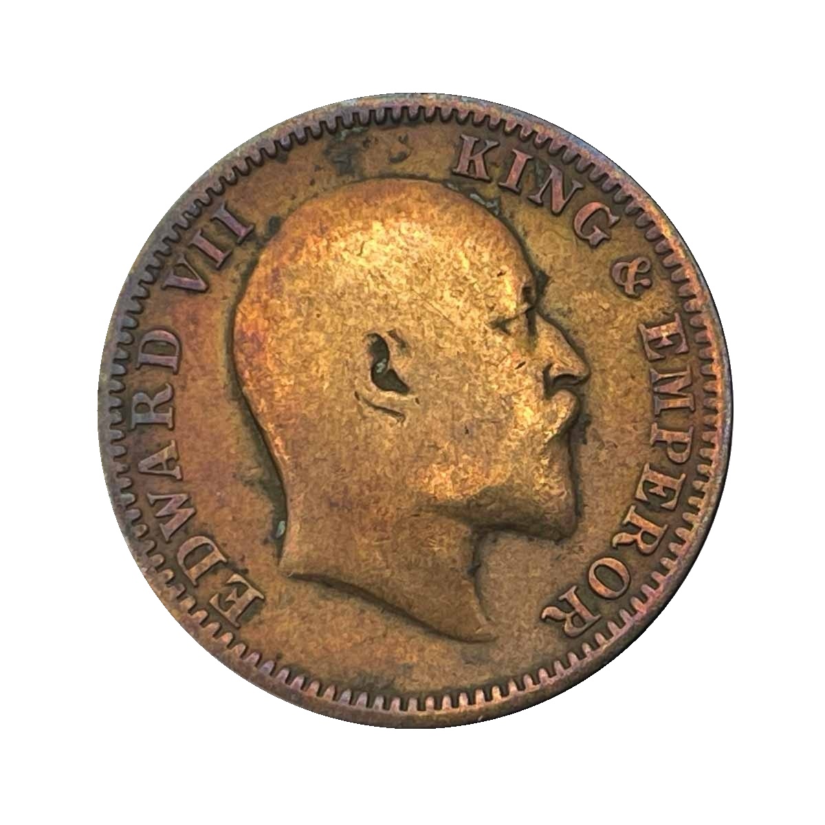 One Quarter Anna Edward VII King & Emperor 1908 Copper Coin, Princely State of Sailana, Collectible. thumbnail 2