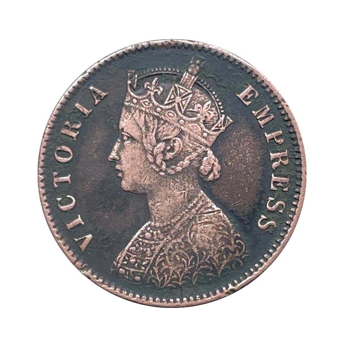 One Quarter Anna Victoria Empress (Ganga Singh) 1895 Copper Coin, Princely State of Bikanir (Bikaner), Collectible. thumbnail 2