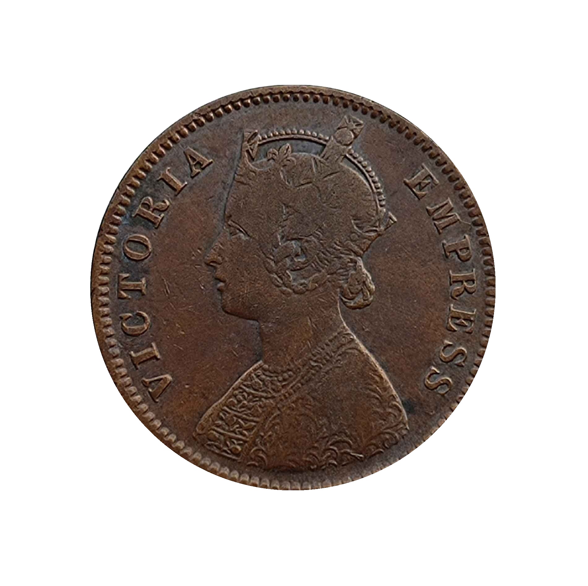 One Quarter Anna Victoria Empress (Ganga Singh) 1895 Copper Coin, Princely State of Bikanir, Collectible thumbnail 3