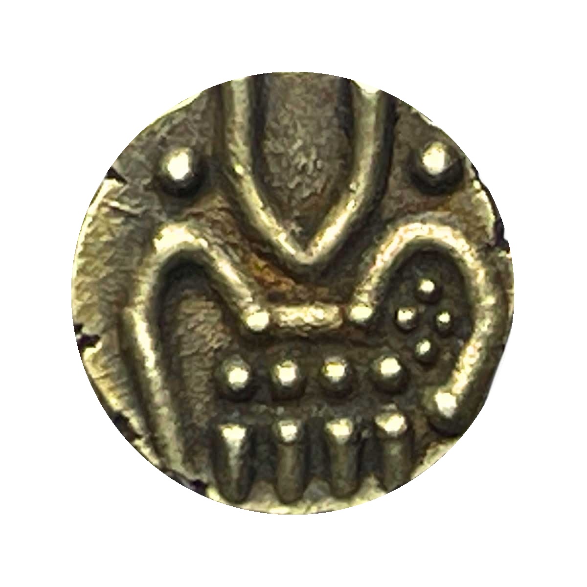 Rare Gold Vira Raya Fanam (Cochi Fanam) 0.39 grams Gold Coin, Princely State of Cochin, XF. thumbnail 2