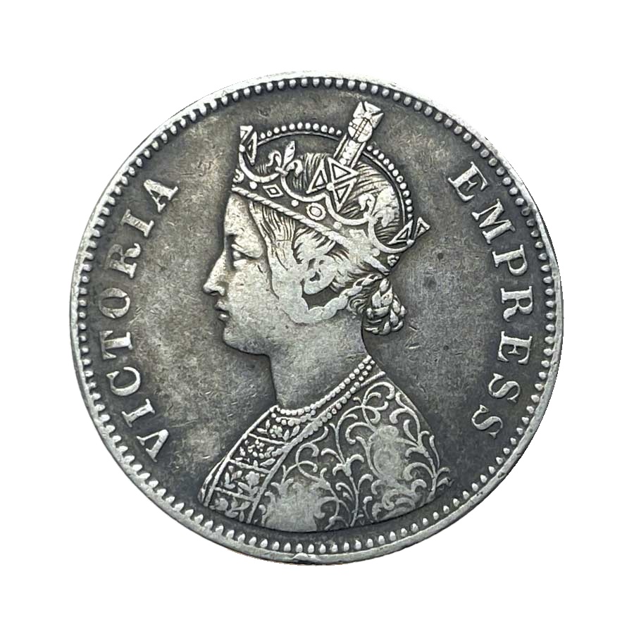 Rare One Rupee Mangal Singh INO Victoria Empress, 1878 CE Silver Coin, Princely State of Alwar Coinage, Collectible. (Maharao Rajah Sawai Mangal Singh Bahadur).
