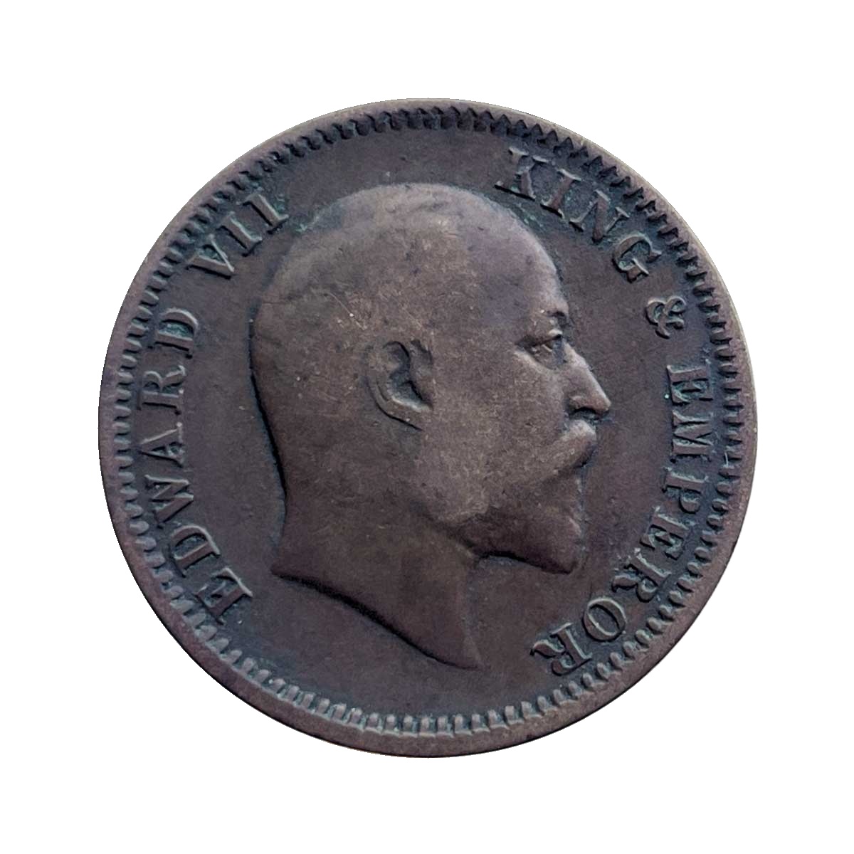 Scarce One Quarter Anna Edward VII King & Emperor 1908 Copper Coin, Princely State of Sailana, Collectible. thumbnail 2