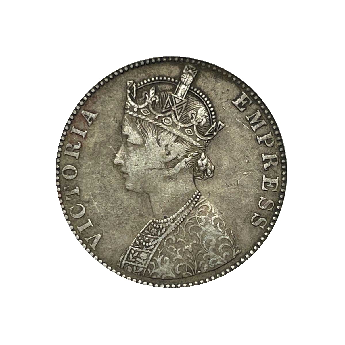Scarce One Rupee Ganga Singh Bahadur in the name of Victoria Empress 1892 CE 11.6 gms Silver coin, Princely State of Bikanir (Bikaner), Collectible.