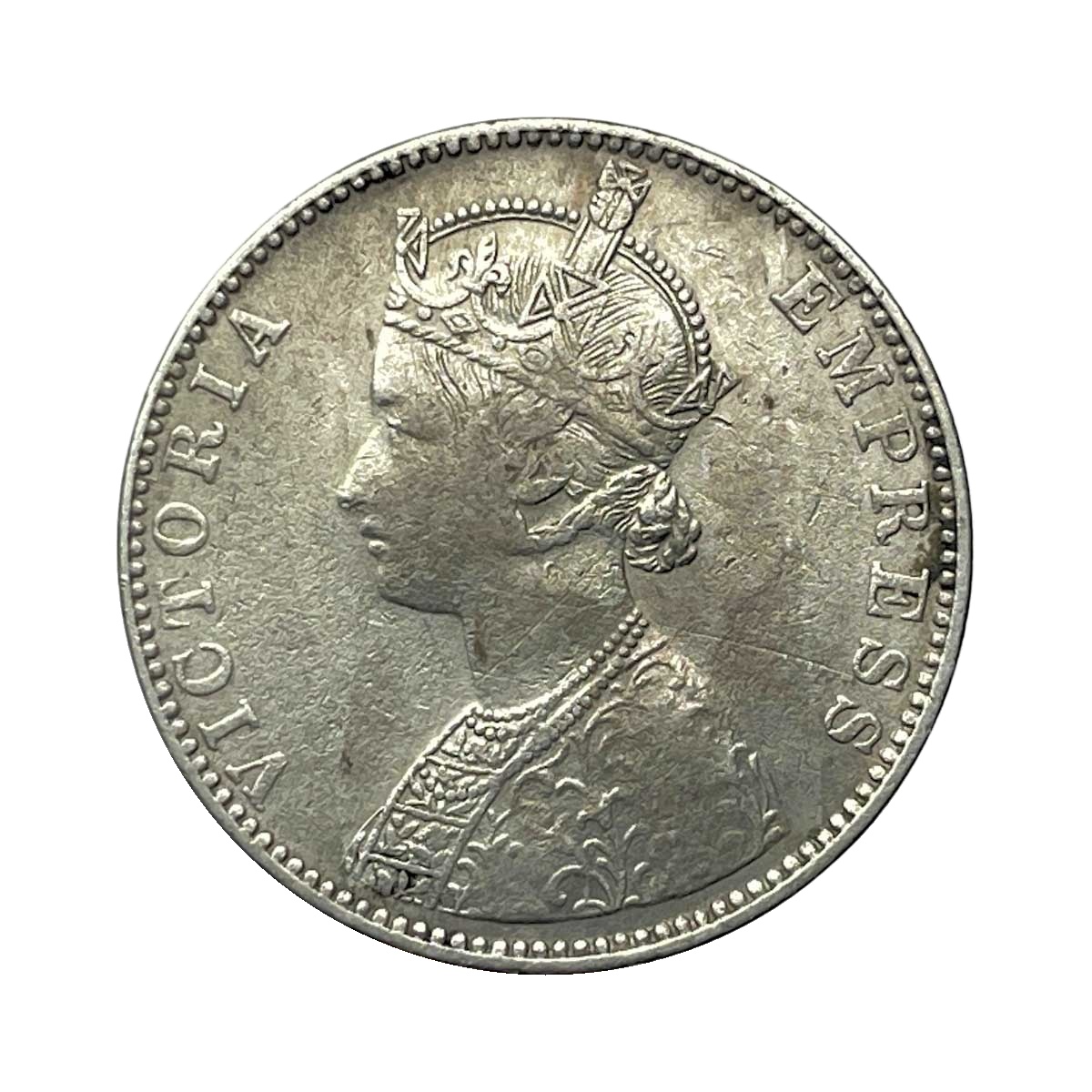 Scarce One Rupee Ganga Singh Bahadur in the name of Victoria Empress 1892 CE Silver coin, Princely State of Bikanir, Collectible.
