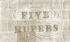 5 Rupees (Commercial Bank of India, Bombay) ND (1845-1865) reverse (back)