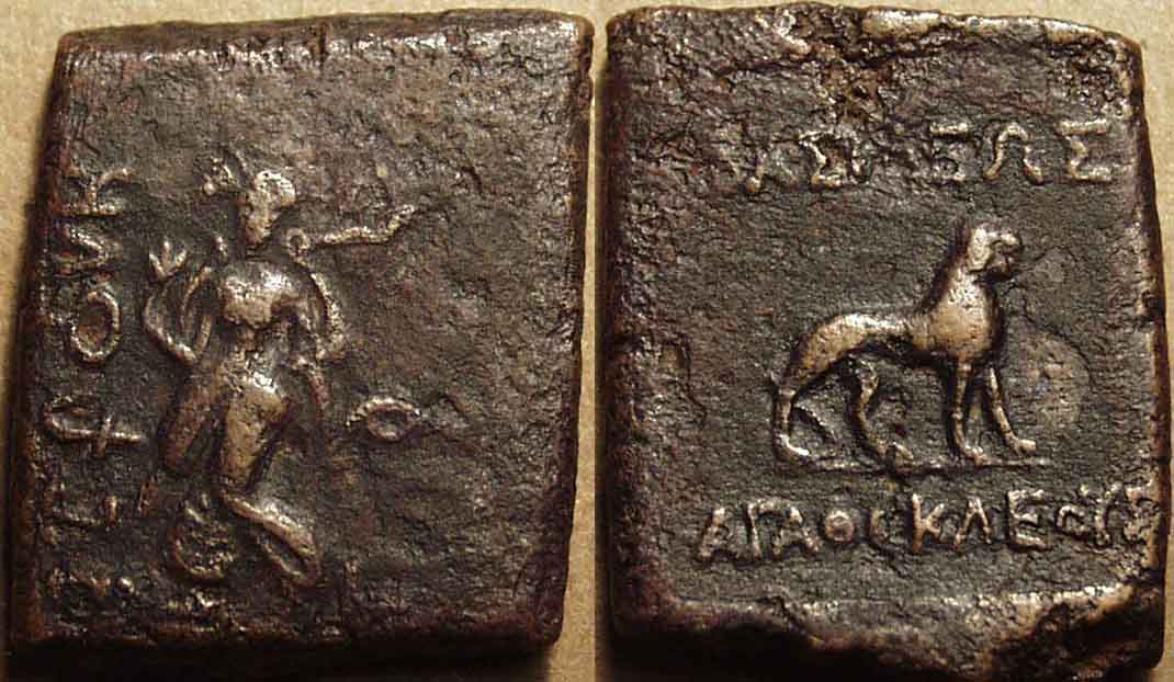 Agathocles Ae Double Karshapana, C. 185-170 Bce - Copper, Copper Coin obverse