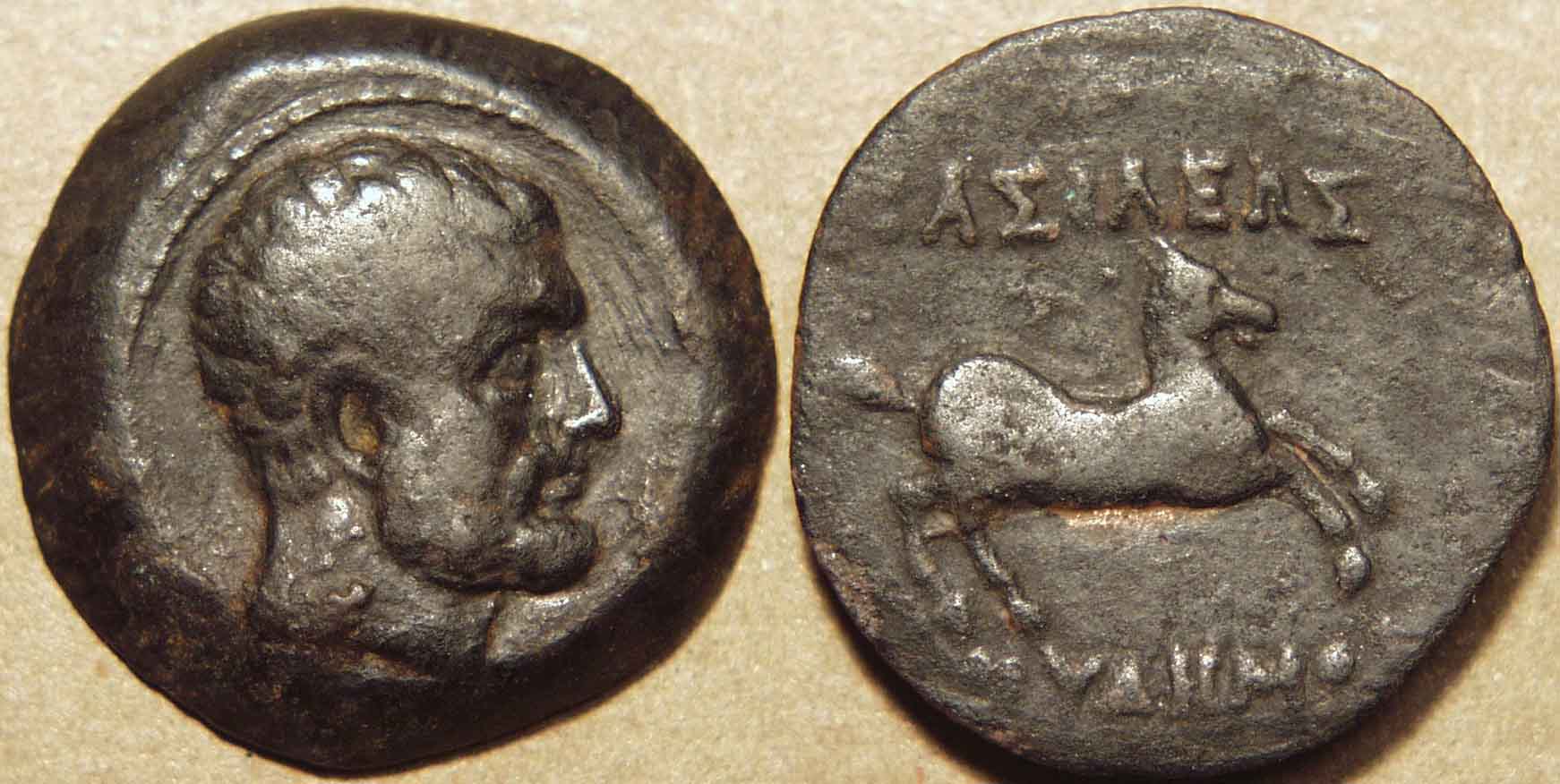 Euthydemos I Bronze Chalkous / Unit, C. 230-220 Bce - Copper, Copper Coin obverse
