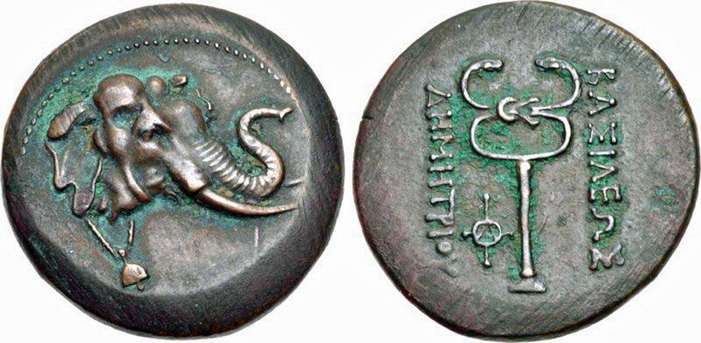 Demetrios I Copper Dichalkon / Double Unit, C. 200-185 Bce, Copper Coin obverse