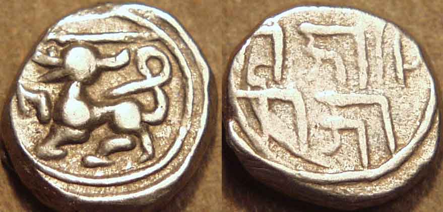 Hari Hara I Or II Silver 10-Rattis, Silver Coin obverse