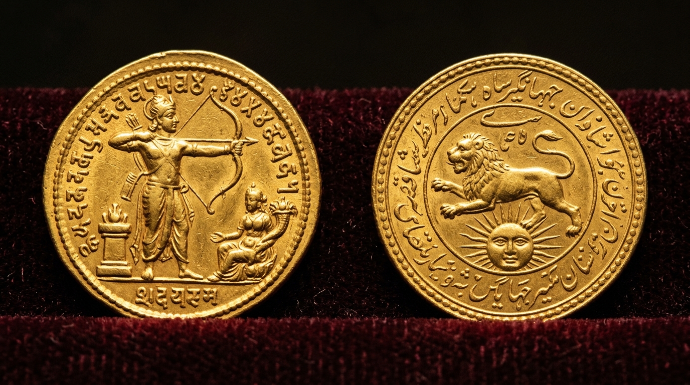 Ancient Gupta gold dinar and rare historic Indian coinage